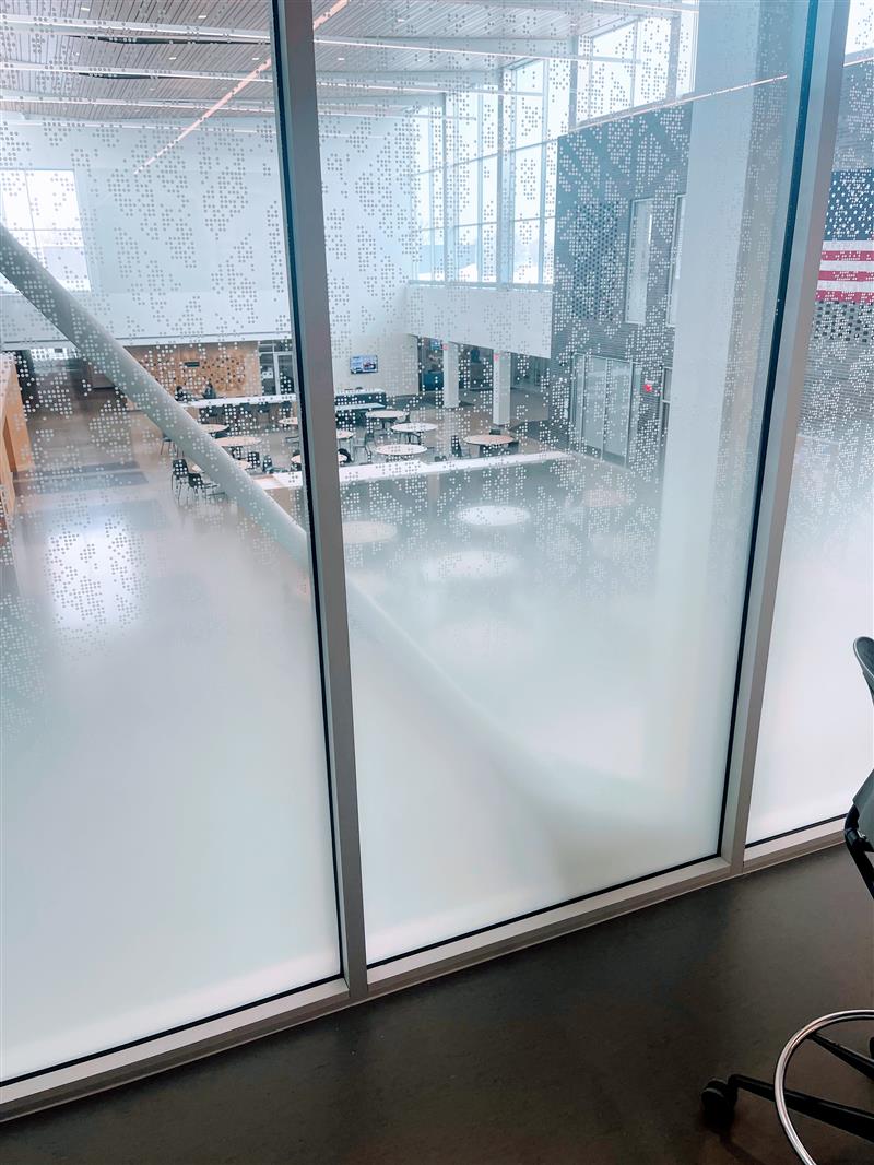 Glass frosting provides varying levels of vision and privacy